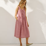 EDAM bow tie sleeveless linen dress (Light Weight Linen)