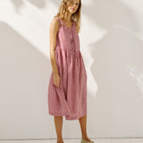 EDAM bow tie sleeveless linen dress