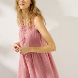 R: EDAM bow tie sleeveless linen dress (Size: S; Color: Light Yellow Checks)