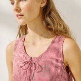 EDAM bow tie sleeveless linen dress (Light Weight Linen)