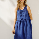 EDAM bow tie sleeveless linen dress (Light Weight Linen)