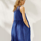 EDAM bow tie sleeveless linen dress