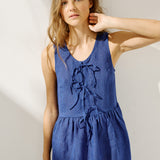 EDAM bow tie sleeveless linen dress