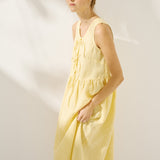 EDAM bow tie sleeveless linen dress