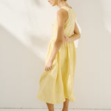 EDAM bow tie sleeveless linen dress