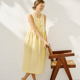 EDAM bow tie sleeveless linen dress (Light Weight Linen)