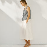 MIJAS bow tie linen blouse (Light Weight Linen)