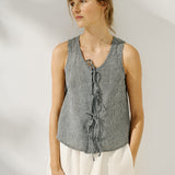 MIJAS bow tie linen blouse (Light Weight Linen)