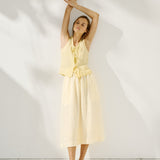 MIJAS bow tie linen blouse (Light Weight Linen)