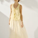 MIJAS bow tie linen blouse (Light Weight Linen)