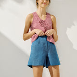 MIJAS bow tie linen blouse (Light Weight Linen)