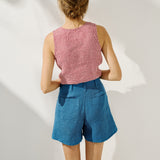 MIJAS bow tie linen blouse (Light Weight Linen)