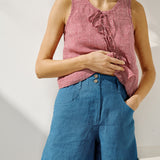 MIJAS bow tie linen blouse (Light Weight Linen)