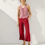 MIJAS bow tie linen blouse (Light Weight Linen)