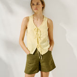 MIJAS bow tie linen blouse (Light Weight Linen)