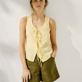 MIJAS bow tie linen blous (Light Weight Linen)