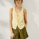 MIJAS bow tie linen blouse (Light Weight Linen)