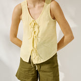 MIJAS bow tie linen blous (Light Weight Linen)