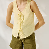 MIJAS bow tie linen blouse (Light Weight Linen)