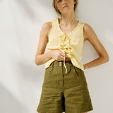 MIJAS bow tie linen blouse (Light Weight Linen)