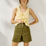 MIJAS bow tie linen blous (Light Weight Linen)