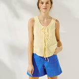 MIJAS bow tie linen blouse (Light Weight Linen)