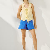 MIJAS bow tie linen blouse (Light Weight Linen)