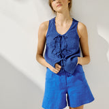 MIJAS bow tie linen blouse