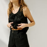 MIJAS bow tie linen blouse (Light Weight Linen)