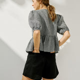 MELINA bow tie linen blouse (Light Weight Linen)