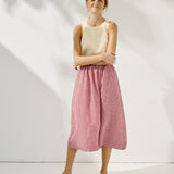 R: SION gathered linen skirt (Size: S; Color: Light Deepest Black)