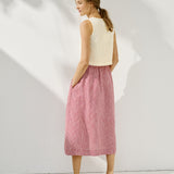 SION gathered linen skirt