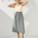 R: SION gathered linen skirt (Size: XS; Color: Natural/White Gingham)