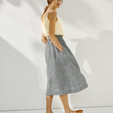 SION gathered linen skirt