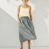 SION gathered linen skirt
