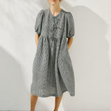 ROSEMARY bow tie linen dress (Light Weight Linen)