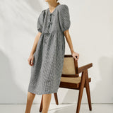 ROSEMARY bow tie linen dress