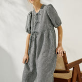 ROSEMARY bow tie linen dress