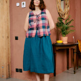SION gathered linen skirt
