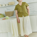 GETTY-2 button front linen top