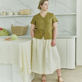 GETTY-2 button front linen top