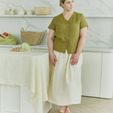 GETTY-2 button front linen top