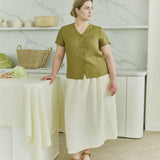 GETTY-2 button front linen top