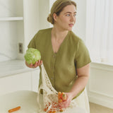 GETTY-2 button front linen top