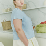 ANYA button front linen top