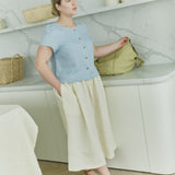 ANYA button front linen top