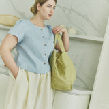 ANYA button front linen top