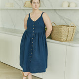 SELMA-2 button down slip linen dress