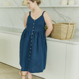 SELMA-2 button down slip linen dress