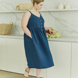 SELMA-2 button down slip linen dress